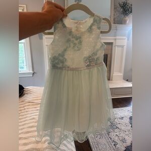 Bonnie Baby Mint Green Floral Lace Dress